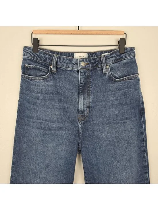 FRAME The Wide Jeans High Rise Wide Leg Ankle Rival Blue Size 31 - Picture 5 of 14